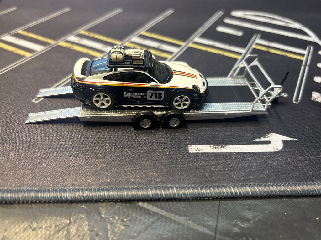 Mini GT Porsche 911 Dakar #718 & Volkswagen ID. Buzz w/ Trailer Set